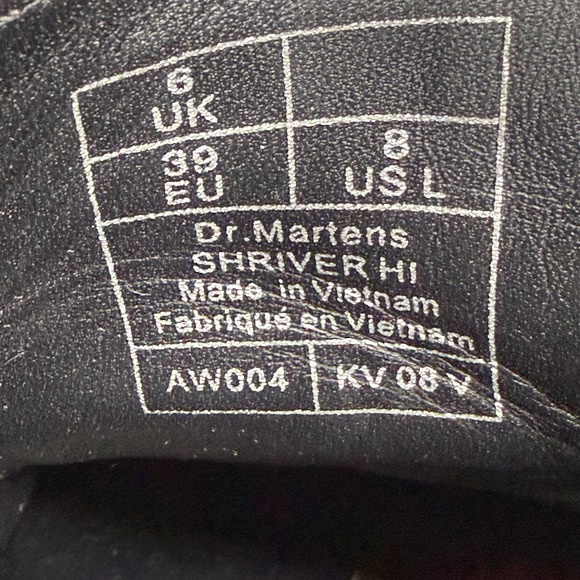 Dr Martens Shriver Hi Boots Womens 8 Black Leather Chunky Combat Heel - Picture 11 of 11